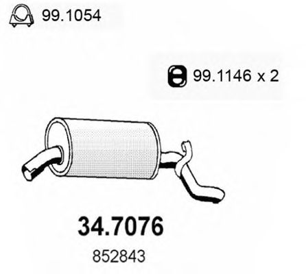 Глушитель выхлопных газов конечный ASSO 347076