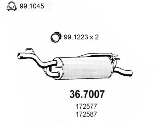 Глушитель выхлопных газов конечный ASSO 36.7007