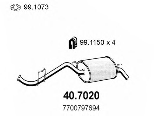 Глушитель выхлопных газов конечный ASSO 40.7020