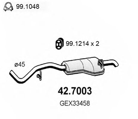 Глушитель выхлопных газов конечный ASSO 42.7003