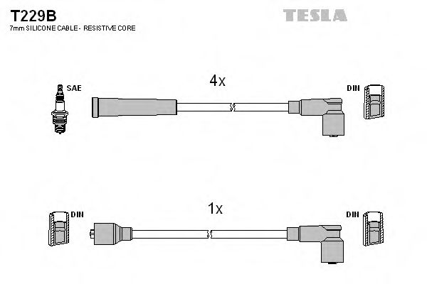 Комплект проводов зажигания TESLA T229B