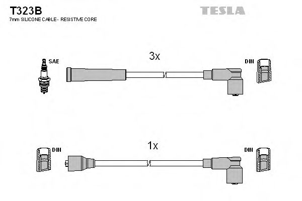 Комплект проводов зажигания TESLA T323B