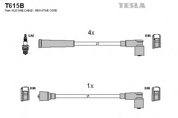 Комплект проводов зажигания TESLA T615B