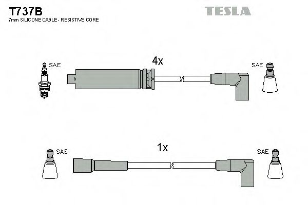 Комплект проводов зажигания TESLA T737B