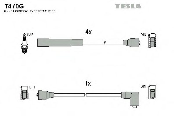 Комплект проводов зажигания TESLA T470G