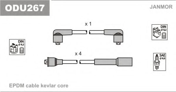 Комплект проводов зажигания JANMOR ODU267