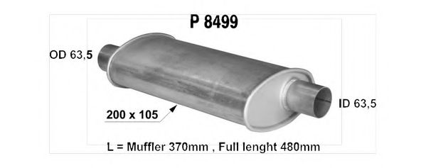 Глушитель выхлопных газов конечный, универсальный FENNO 8499