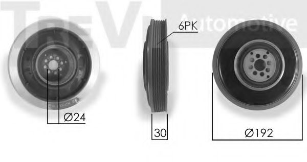 Ременный шкив, коленчатый вал TREVI AUTOMOTIVE PC1021