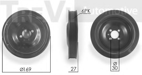 Ременный шкив, коленчатый вал TREVI AUTOMOTIVE PC1144