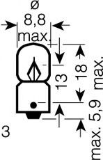 Лампа накаливания, oсвещение салона; Лампа накаливания, oсвещение салона; Лампа, лампа чтения; Лампа, лампа чтения OSRAM 3796