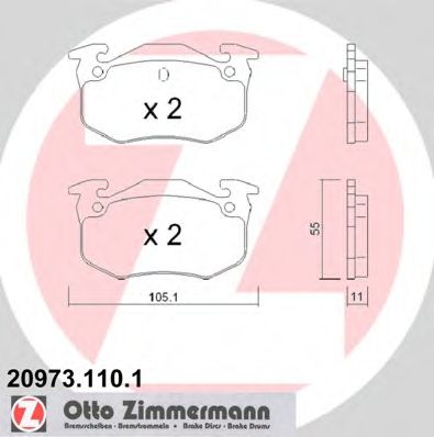 Комплект тормозных колодок, дисковый тормоз ZIMMERMANN 20973.110.1