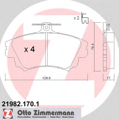 Комплект тормозных колодок, дисковый тормоз ZIMMERMANN 21982.170.1