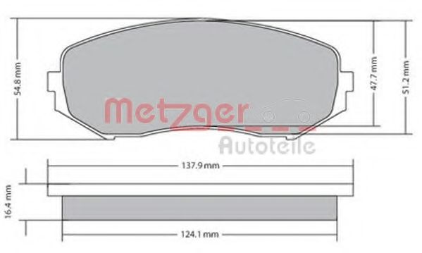 Комплект тормозных колодок, дисковый тормоз METZGER 1170357