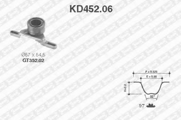 Комплект ремня ГРМ SNR KD452.06