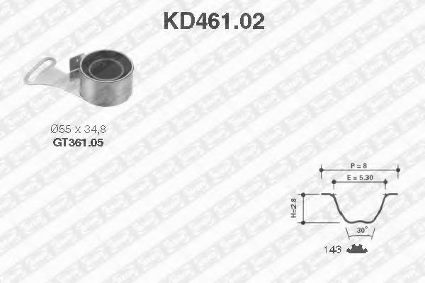 Комплект ремня ГРМ SNR KD461.02