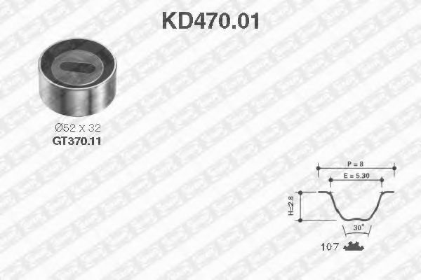 Комплект ремня ГРМ SNR KD470.01