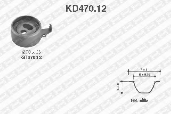 Комплект ремня ГРМ SNR KD470.12