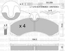 Комплект тормозных колодок, дисковый тормоз METELLI 22-0262-1K