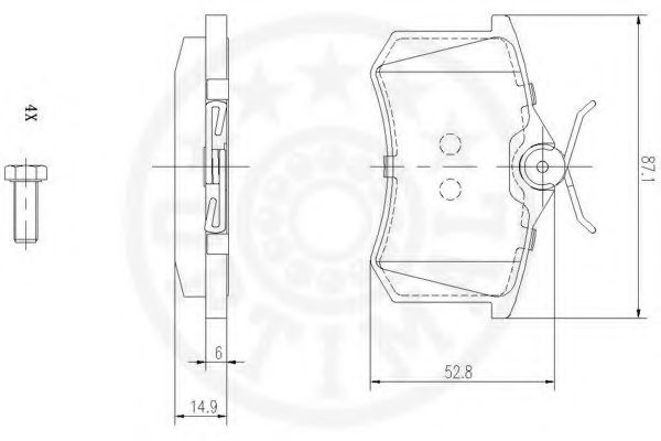 Комплект тормозных колодок, дисковый тормоз OPTIMAL 10094