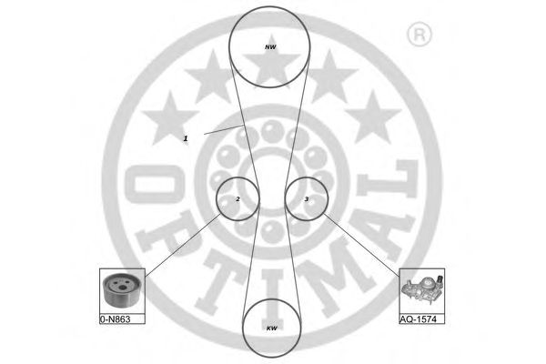 Водяной насос + комплект зубчатого ремня OPTIMAL R1362