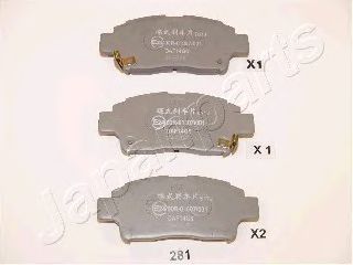 Комплект тормозных колодок, дисковый тормоз JAPANPARTS PA-281AF