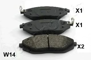 Комплект тормозных колодок, дисковый тормоз JAPANPARTS PA-W14AF