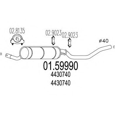 Средний глушитель выхлопных газов CIA 03462
