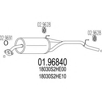 Глушитель выхлопных газов конечный MTS 01.96840