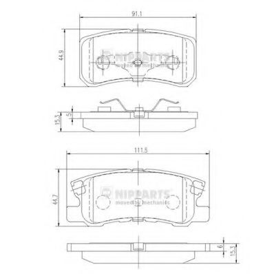 Комплект тормозных колодок, дисковый тормоз NIPPARTS J3615010