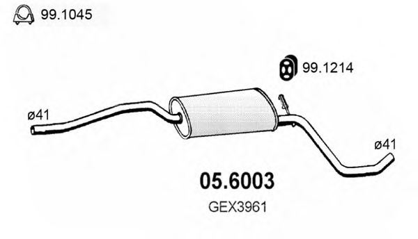 Средний глушитель выхлопных газов ASSO 05.6003