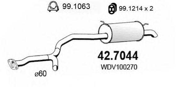 Глушитель выхлопных газов конечный ASSO 42.7044