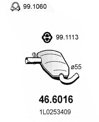 Средний глушитель выхлопных газов ASSO 466016