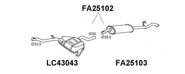 Глушитель выхлопных газов конечный VENEPORTE FA25102