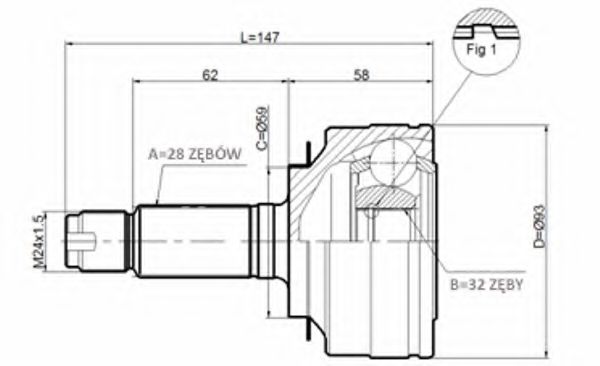 Шарнирный комплект, приводной вал STATIM C.445