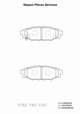 Комплект тормозных колодок, дисковый тормоз NPS S361U07