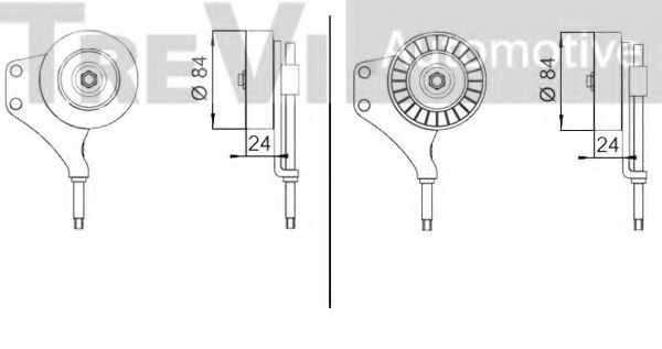 Натяжной ролик, поликлиновой  ремень TREVI AUTOMOTIVE T2000