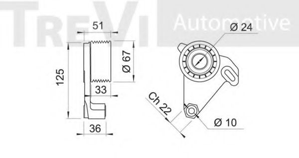 Натяжной ролик, ремень ГРМ TREVI AUTOMOTIVE T1050