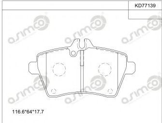 Комплект тормозных колодок, дисковый тормоз ASIMCO KD77139