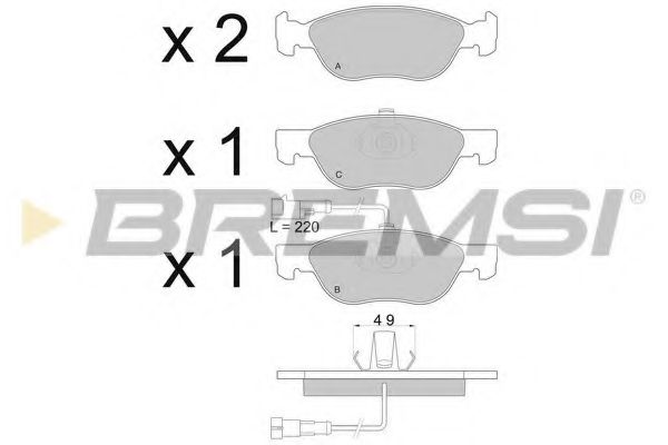 Комплект тормозных колодок, дисковый тормоз BREMSI BP2666