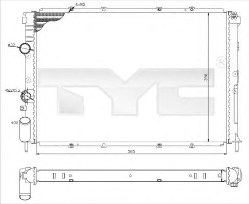 Радиатор, охлаждение двигателя TYC 728-0025-R