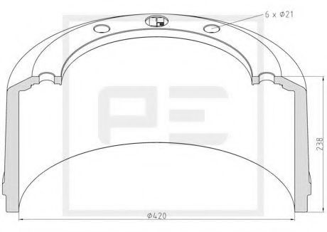 Тормозной барабан PE Automotive 046.608-00A
