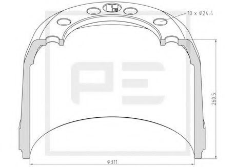 Тормозной барабан PE Automotive 266.564-00A