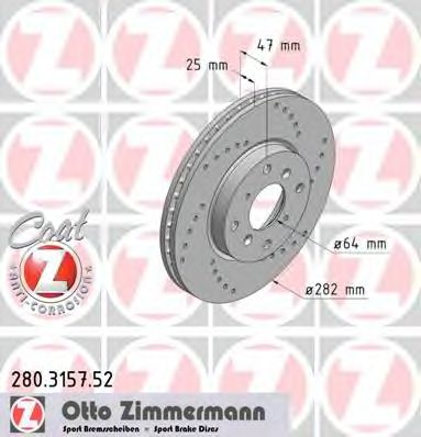 Тормозной диск ZIMMERMANN 280.3157.52