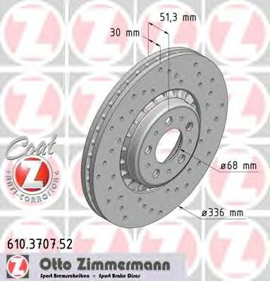 Тормозной диск ZIMMERMANN 610.3707.52