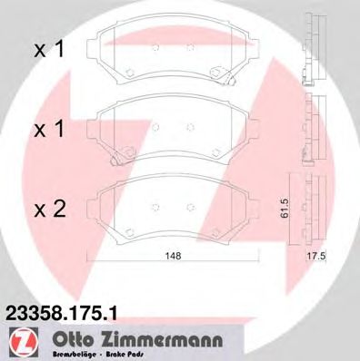 Комплект тормозных колодок, дисковый тормоз ZIMMERMANN 23358.175.1