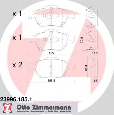 Комплект тормозных колодок, дисковый тормоз ZIMMERMANN 23996.185.1