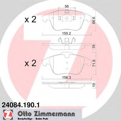 Комплект тормозных колодок, дисковый тормоз ZIMMERMANN 24084.190.1