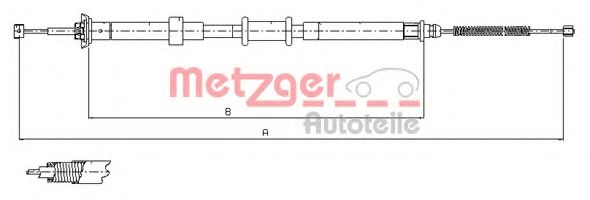 Трос, стояночная тормозная система METZGER 12.0702