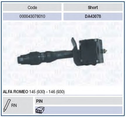 Выключатель на колонке рулевого управления MAGNETI MARELLI 000043078010