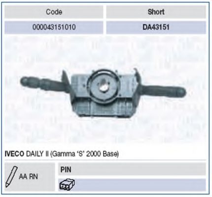 Выключатель на колонке рулевого управления MAGNETI MARELLI 000043151010